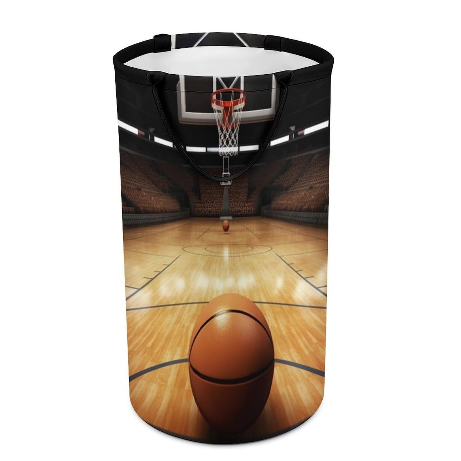 Basketball Laundry Basket Freestanding Laundry Hamper with Handles Waterproof Dirty Clothes Hamper Collapsible Washing Bin Aesthetic Clothes Basket for Bathroom Bedroom Dorm