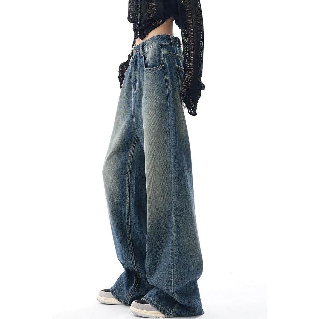 Spodnie Baggy Jeans damskie proste nogawki z wysokim stanem proste nogawki spodnie casualowe vintage stretch sprany denim spodnie rekreacyjne jeansy damskie jeansy streetwear