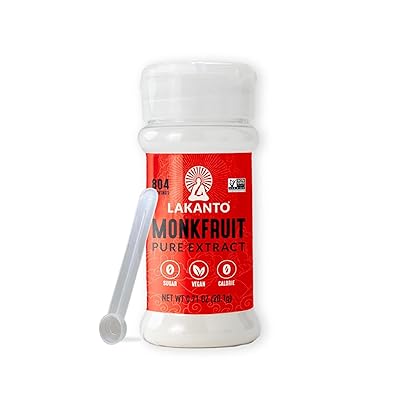 Lakanto Pure Monk Fruit Sweetener Extract Powder - Erythritol Free, High Purity MV50, Mogroside 50, Great for Coffee, Tea, Smoothies, Desserts, Jams, Cereal, Dressings, Sauces 0.71 oz - Pack of 1