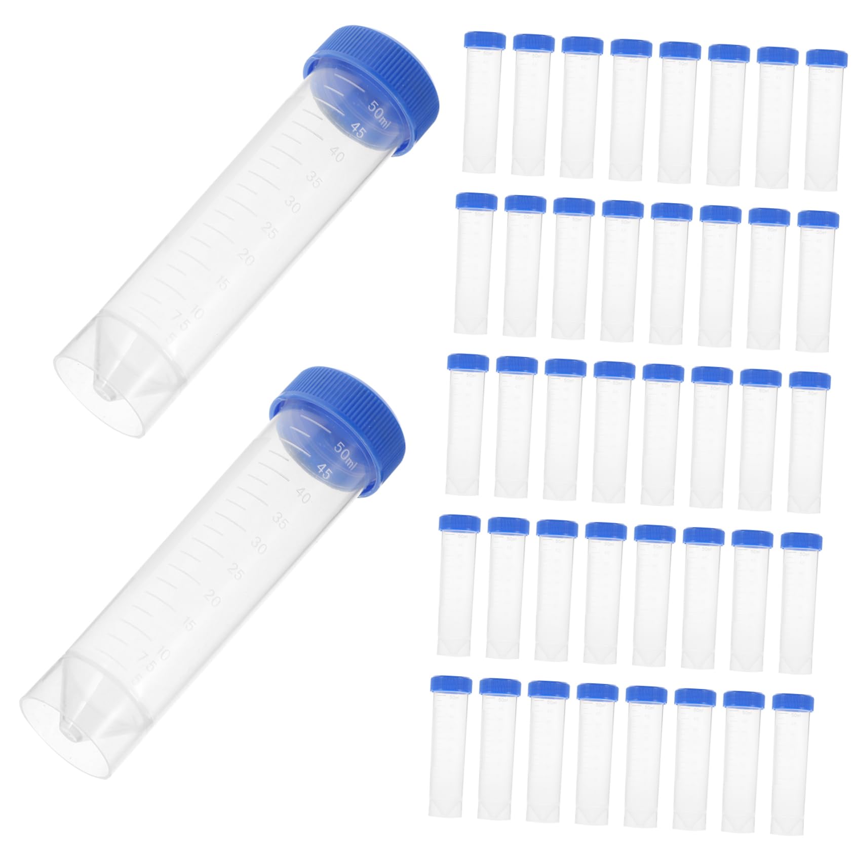50ml Provette Laboratorio Centrifuga con Tappo a Vite, in Plastica Pp, Fondo Piatto, Portatili di Perdita, Confezione da 50 Pezzi per Campioni Scientifici