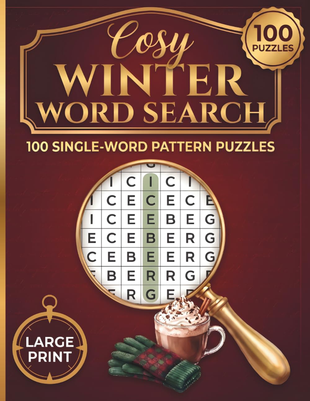 Cozy Winter Word Search: 100 Single-Word Pattern Puzzles – Large Print Brain Training for Seniors to Improve Memory, Focus & Cognitive Clarity