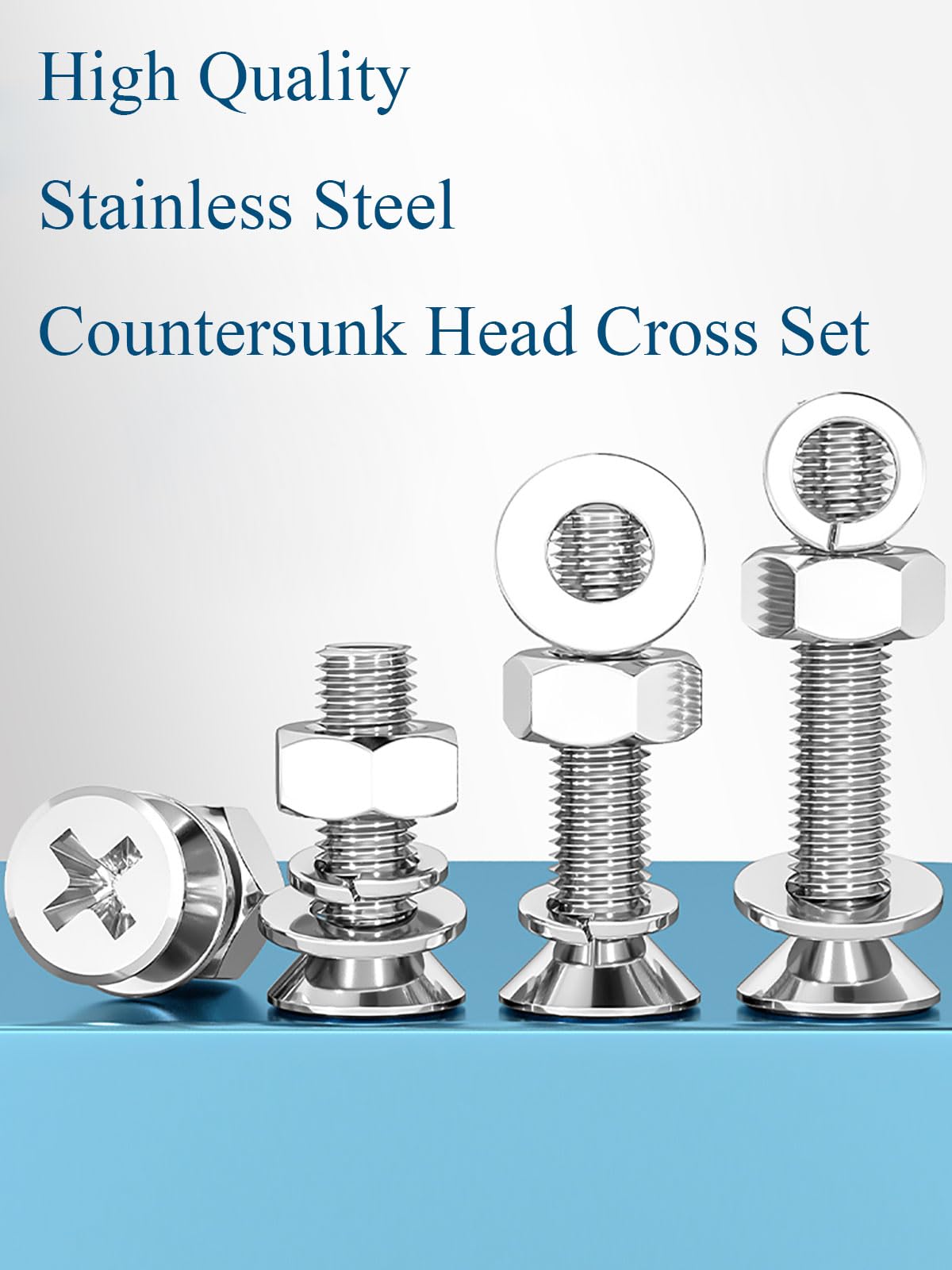 Tornillos para metales, tornillos de cabeza plana, Paquete de 100 tornillos avellanados M4, tuercas y arandelas de seguridad planas de acero inoxidable 201 (50-80) mm(M4*80 100)