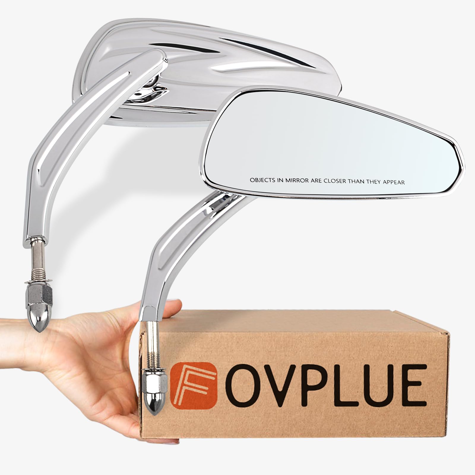 FOVPLUE Handlebar Mount Mirrors, Motorcycle Rearview mirrors for 1982-2024 Harley Models, for CVO Dyna Touring Electra Glide Road Glide Road King Softail Street Glide Sportster 1200 883, Chrome