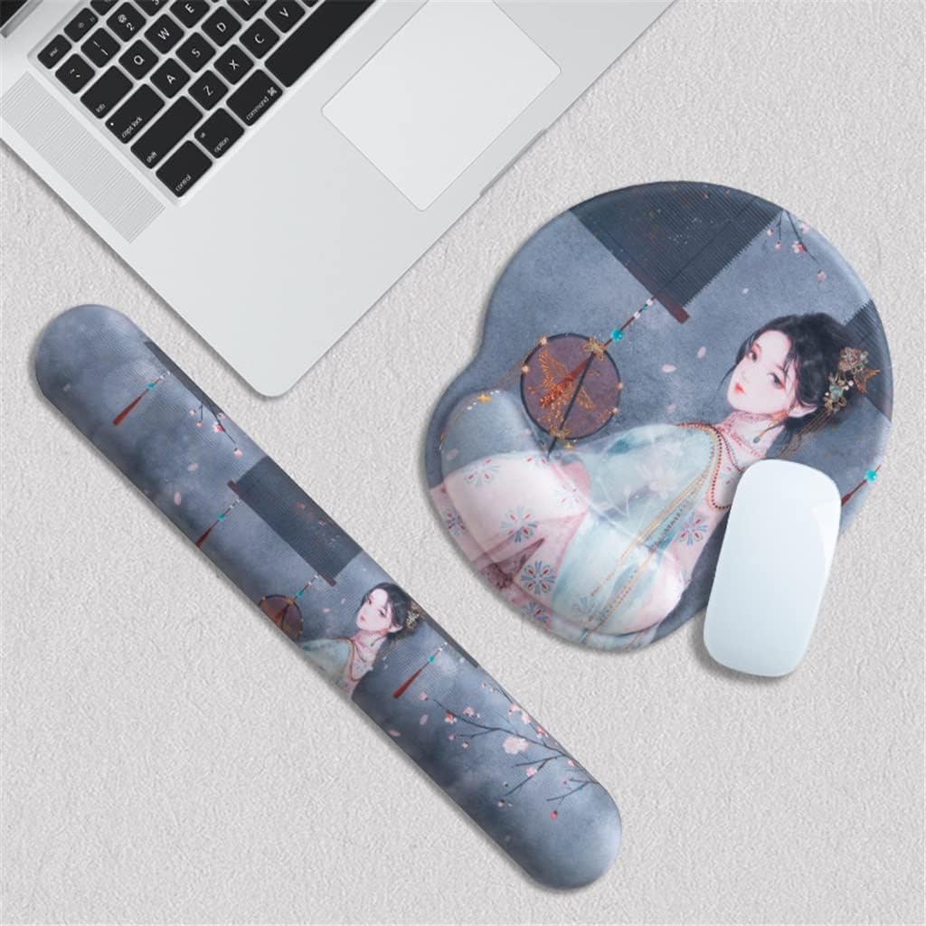 3D Laptop Pc Office Pad with Wrist Support Comfort Hand Rest Chinese Girl Gaming