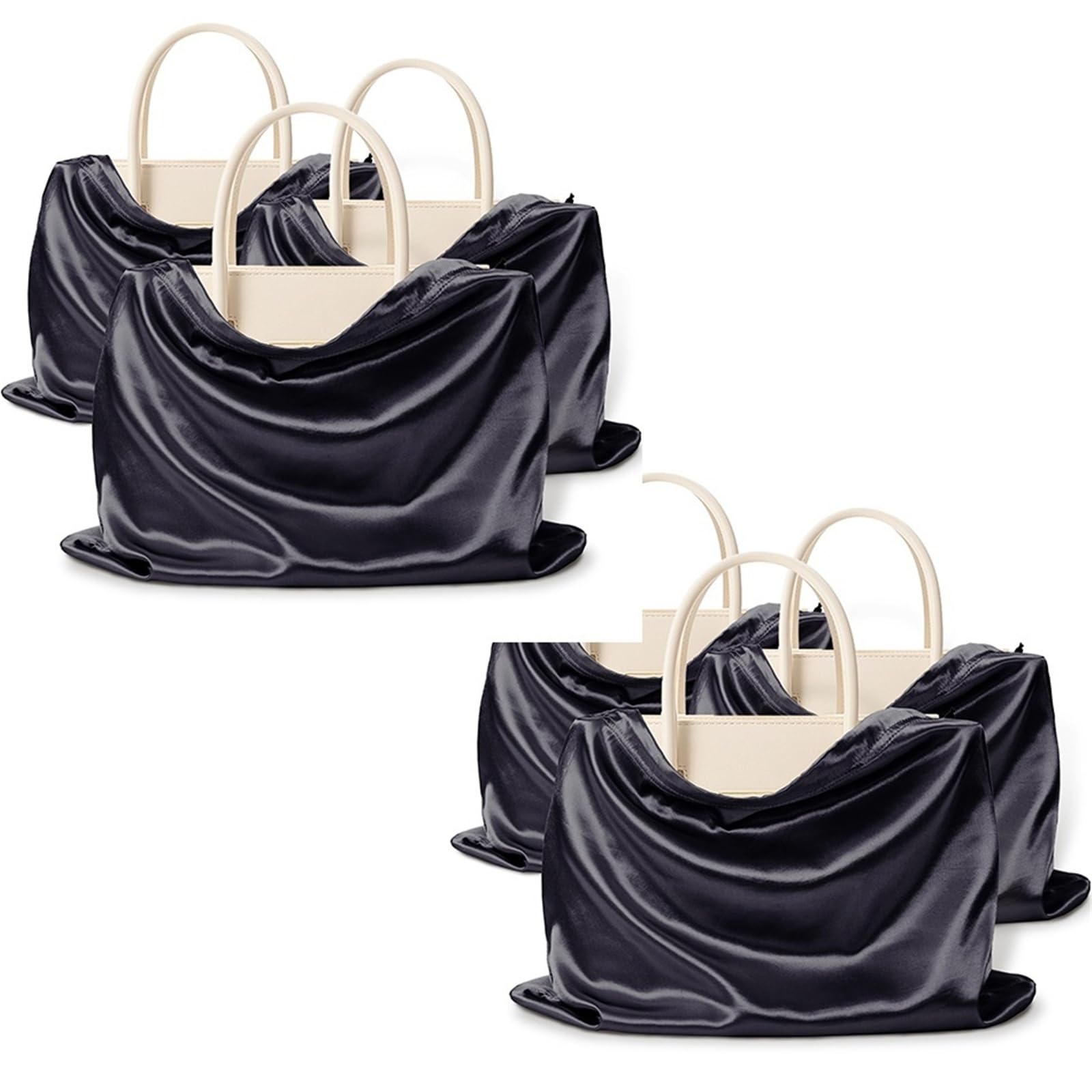 Handbag Dust Bag 6PCS Handbags Dust Bags Satin Cover Storage Bag With Drawstring Travel Pouch For Purse Clothes(6PCS Black,60x50cm)