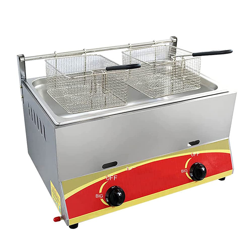 Patelnia z podwójnym cylindrem kuchenka gazowa, komercyjna głęboka z zbiornikiem aromatyzującym restauracja dom frytki z grubą stalą nierdzewną kuchenką gazową, podwójna
