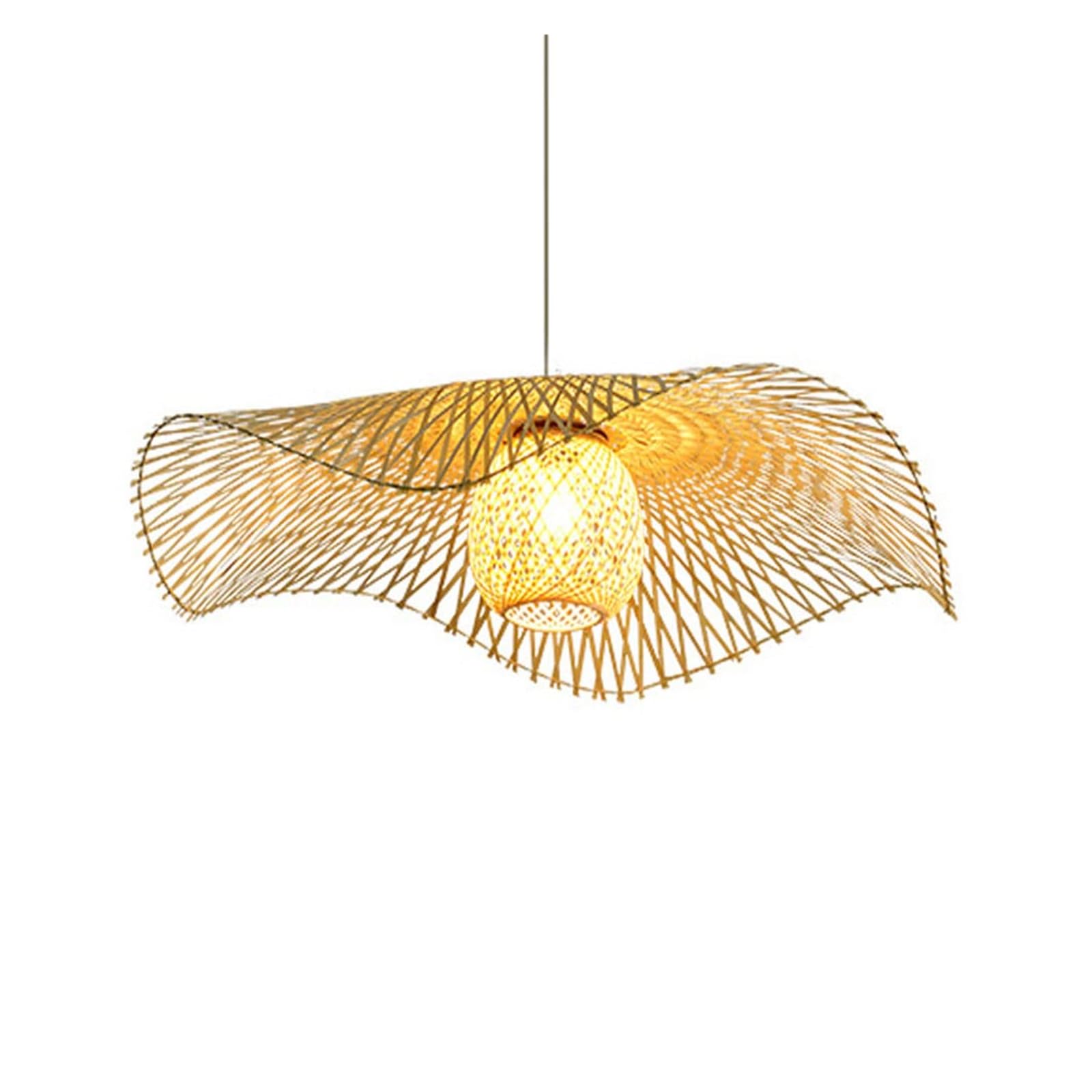 Lustre en rotin de plage luminaire suspendu E27 décoration cuisine salon 45cm