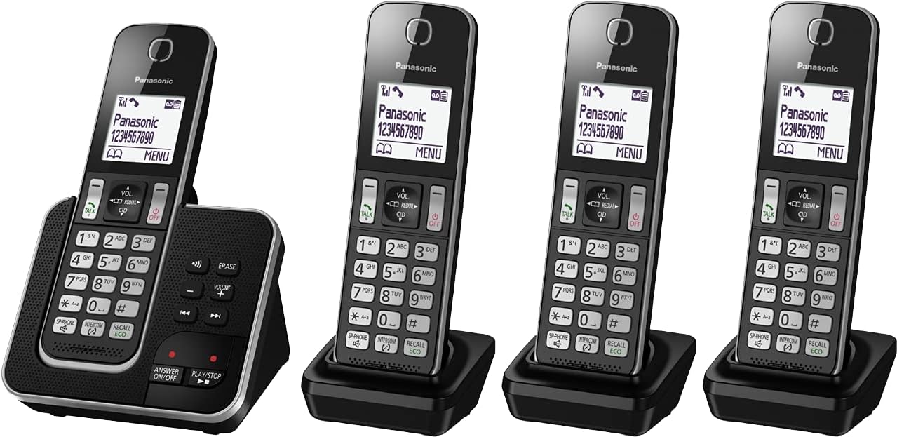 Panasonic DECT Digital Cordless Phone with Answering Machine and 4