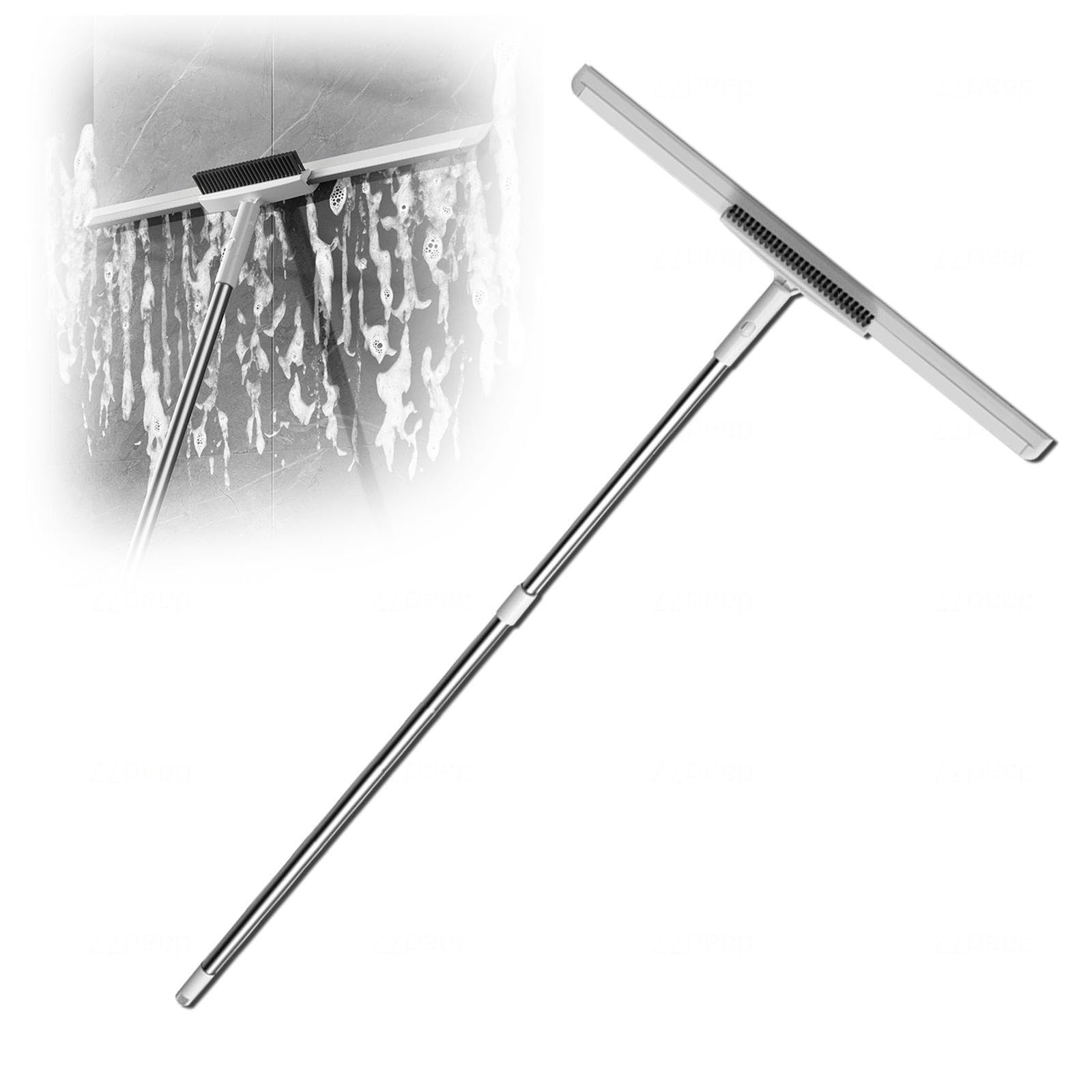 Silikonowe miotły do czyszczenia podłóg, ze szczotką i 2 skrobaczkami, 102 cm, regulowany uchwyt, miotła do podłogi, magiczna miotła ściągaczka do podłóg betonowych, płytek łazienkowych