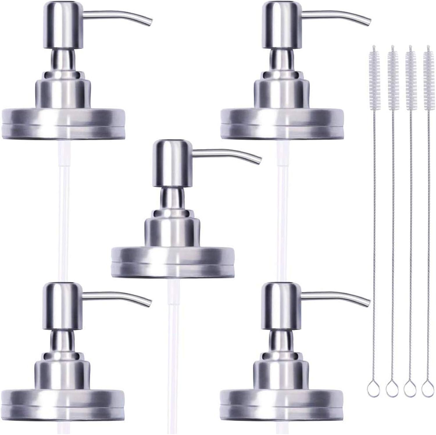 Soap Dispenser Lids,Radidi 5 Pack Stainless Steel Mason Jar