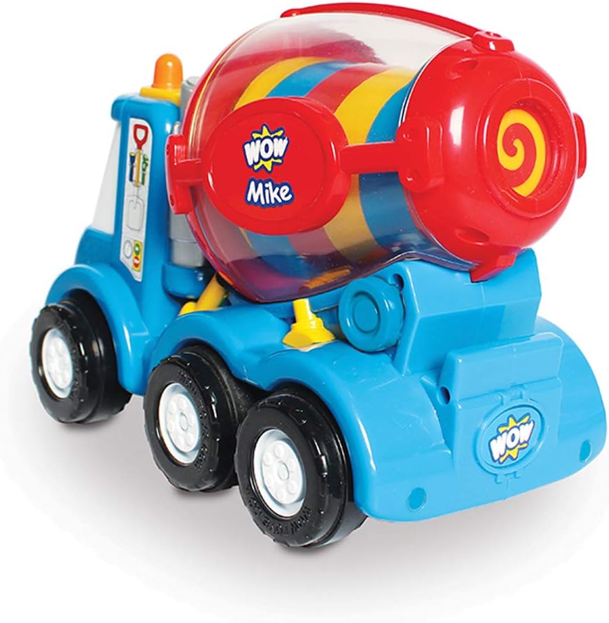 Wow Toys Mix ‘n’ Fix Mike – Construction Cement Mixer Truck with Driver Figure | Friction Powered, No Batteries, Safe Toddler Toy Ages 1–5