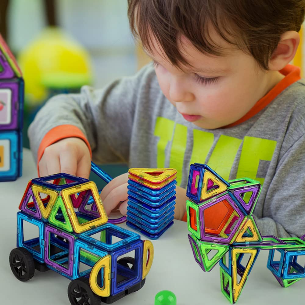 Costruzioni Magnetiche Bambini 68 Pezzi, Blocchi Magnetici STEM Montessori Giochi Educativi per Bambini dai 3 Anni
