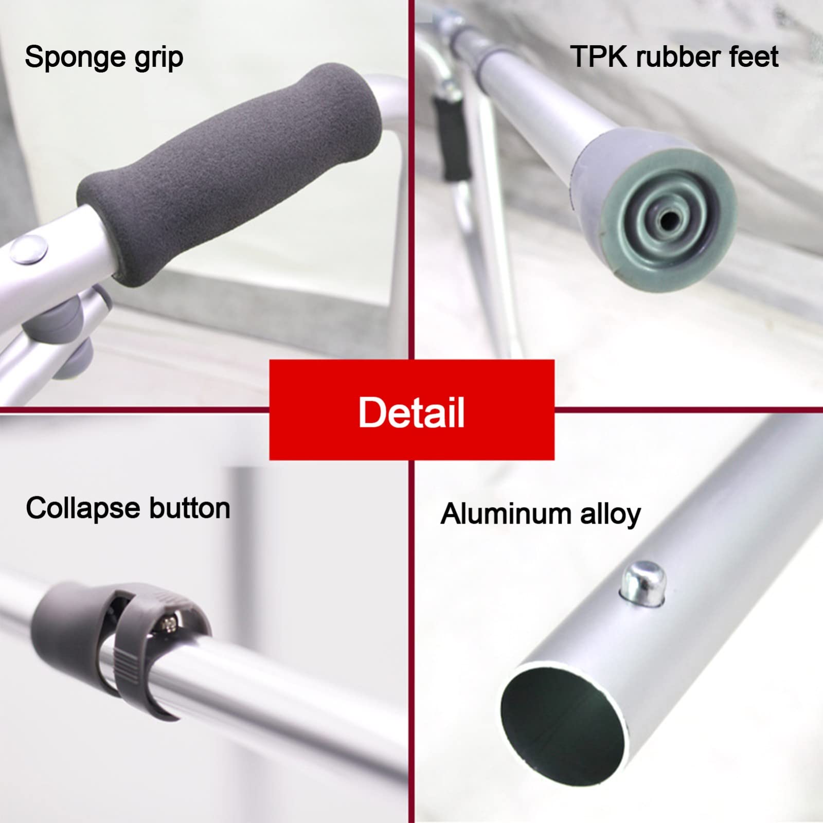 Andador para Adulto Mayor,Andadera Plegable para Adulto con Ajuste de Altura Andador Médico Adultos Ayuda Caminar Discapacitados Plegable Andador Para Adulto Caminar Bright silver