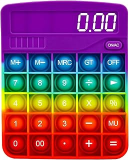 LXXIASHI Calculator Colorful Pop Fidget Toy for Anxiety, Push Sensory Fidget Toy, Bubble Silicone Stress Reliever Toy (Rainbow Purple 0.00, 1PC)