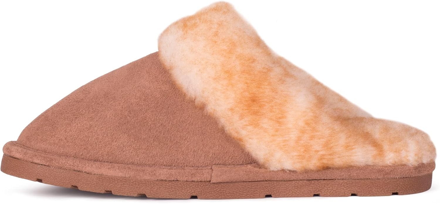 Cloud Nine Women’s Sheepskin Scuff Slippers for Women - Slip-On House Slipper with Genuine Sheepskin, Suede Upper & TPR Sole
