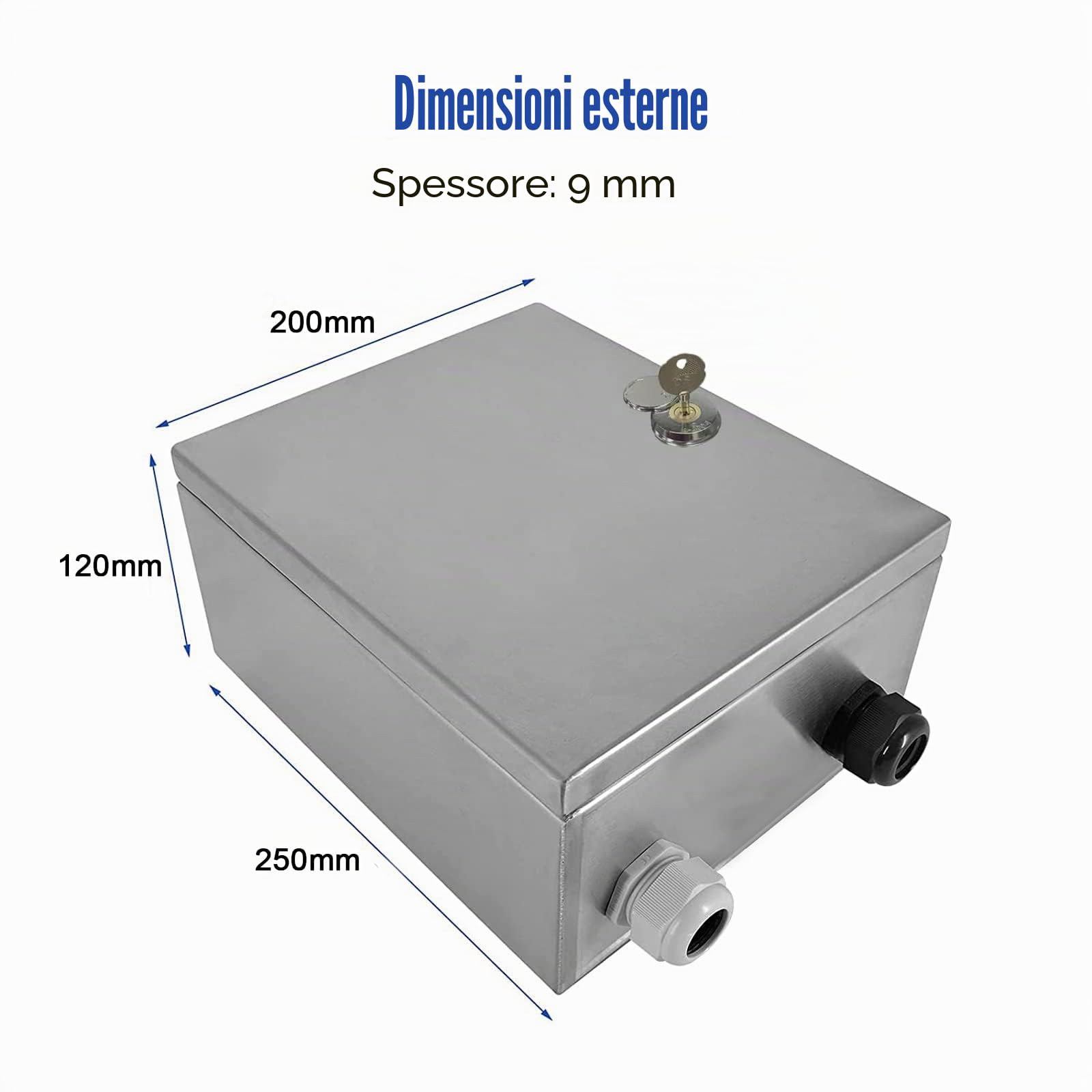 Scatola Derivazione Esterna in Acciaio Inossidabile,Coperchio Scatola Elettrica da Esterno,Scatole di Progetto Impermeabile per Elettronica con Piastra di Montaggio Isolante|25 * 20 * 12CM