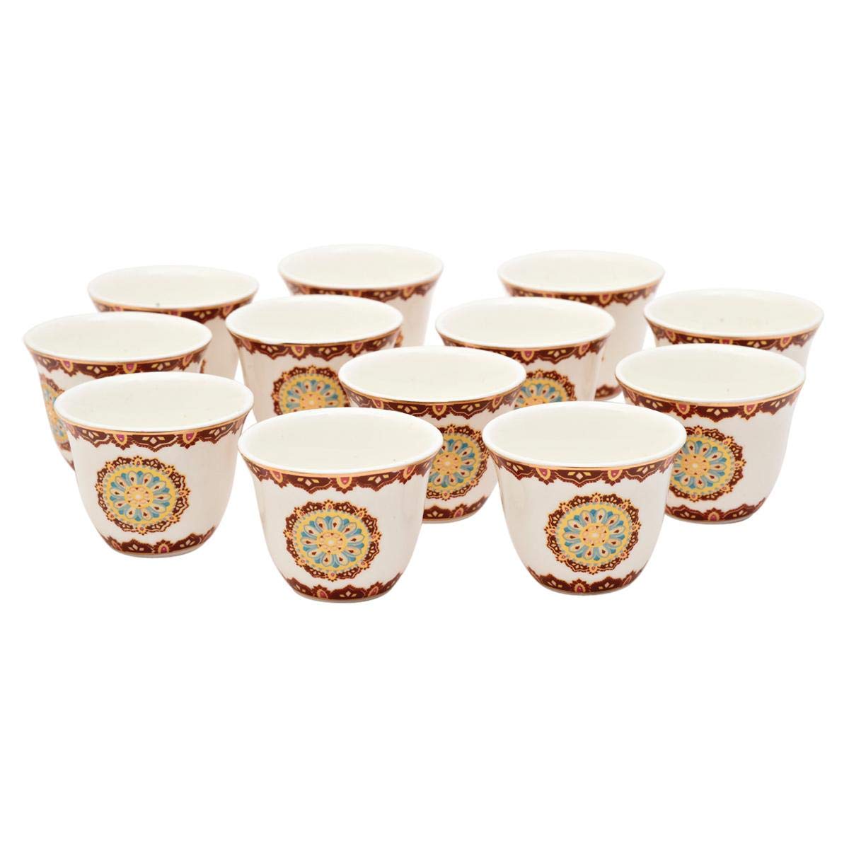 Shallow Bone China Moroccan 12-Piece Cawa Set, Multi - Kk-Caw-Rd