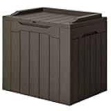 JUMMICO 31 Gallon Resin Deck Box Waterproof Indoor Outdoor Storage Boxes for Patio Furniture Cushions and Garden Tools (Brown)