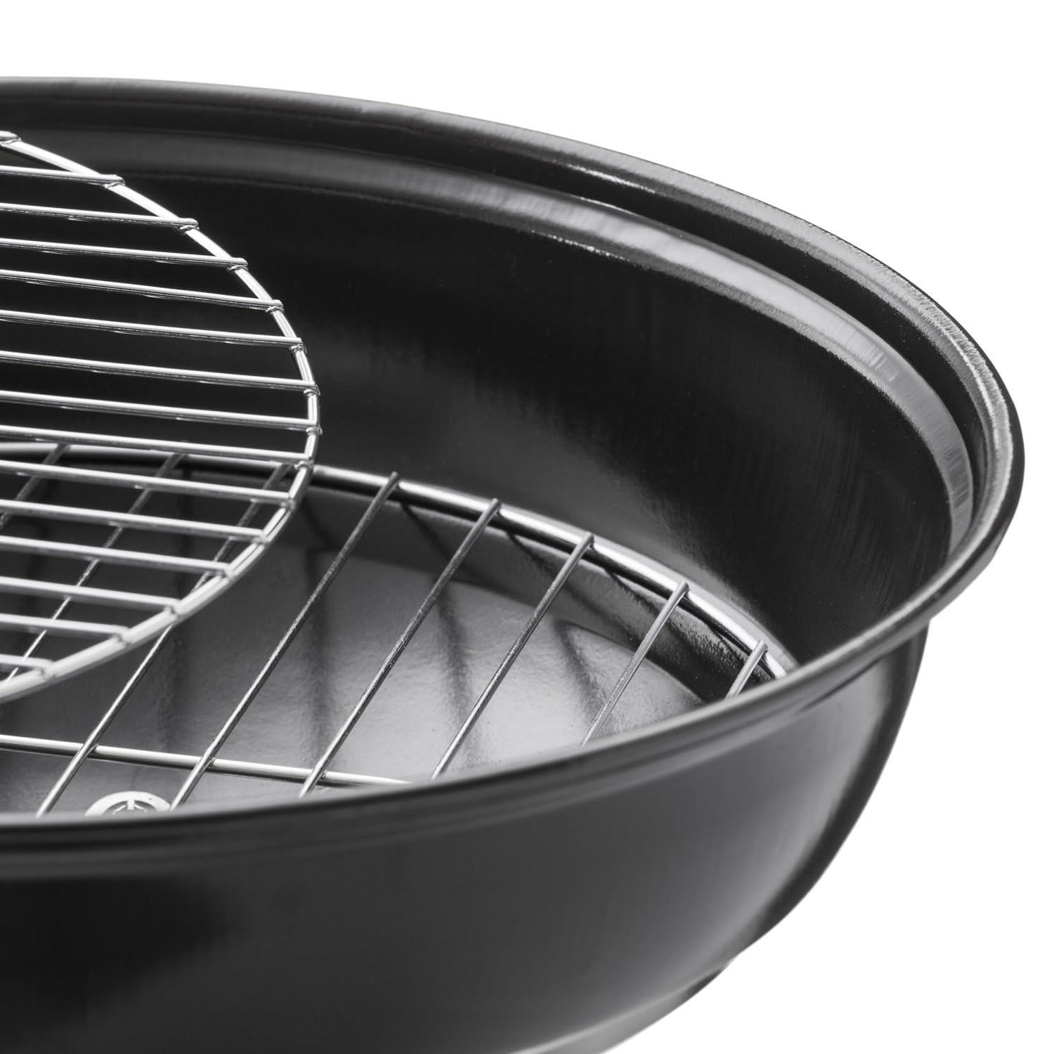 Micro BBQ Campinggrill Kugelgrill Mini Grill; Kompakter Reise Holzkohle-Grill Tischgrill Edelstahl emailliert 38cm (Schwarz)