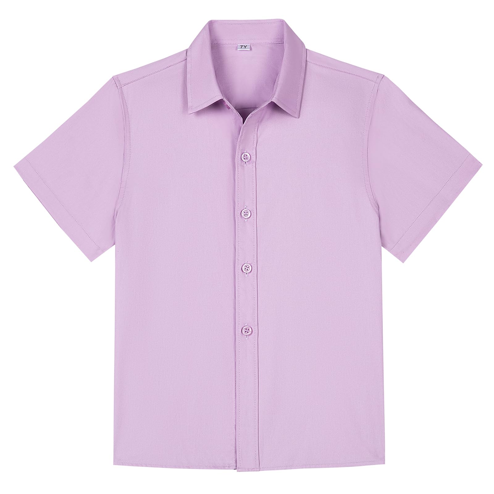 DHTS Boys Short Sleeve Button Down Shirt Summer Solid Kids Boy Dress Shirts Size 2-20 Years