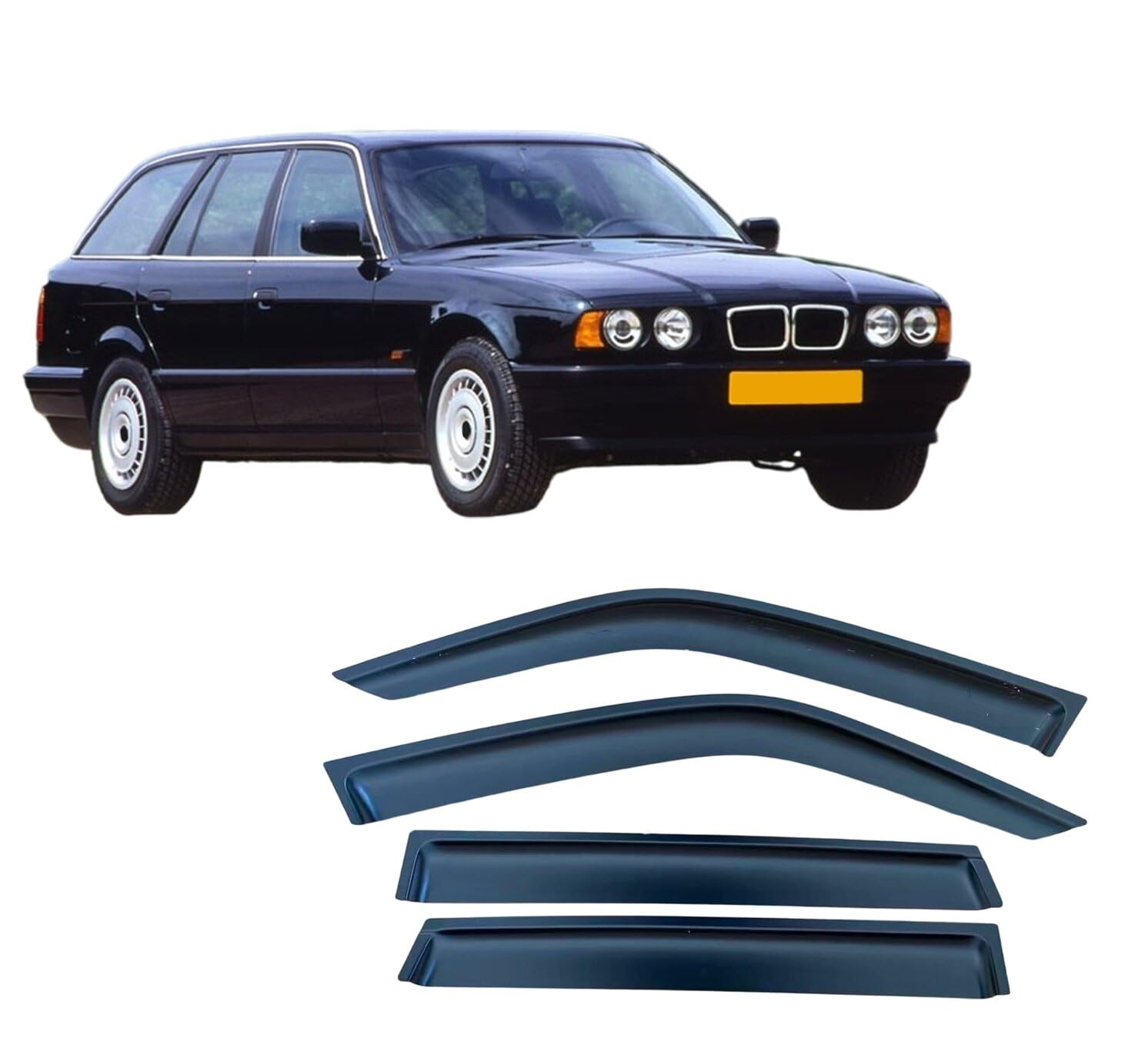 4 Déflecteurs air BMW E34 Touring 1992-1995 | Garde boue pluie et vent pour vitre de voiture break