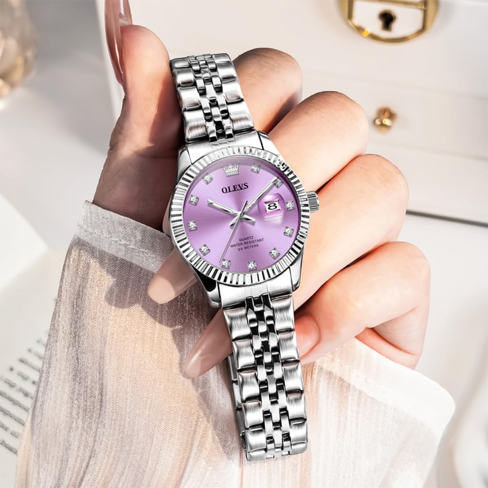 OLEVS Watch Women Silver Watch for Women Luxury Diamond Womens Watches for Small Wrist Stainless Steel Waterproof Analog Quartz Date Elegant Reloj para Mujer - Image 7
