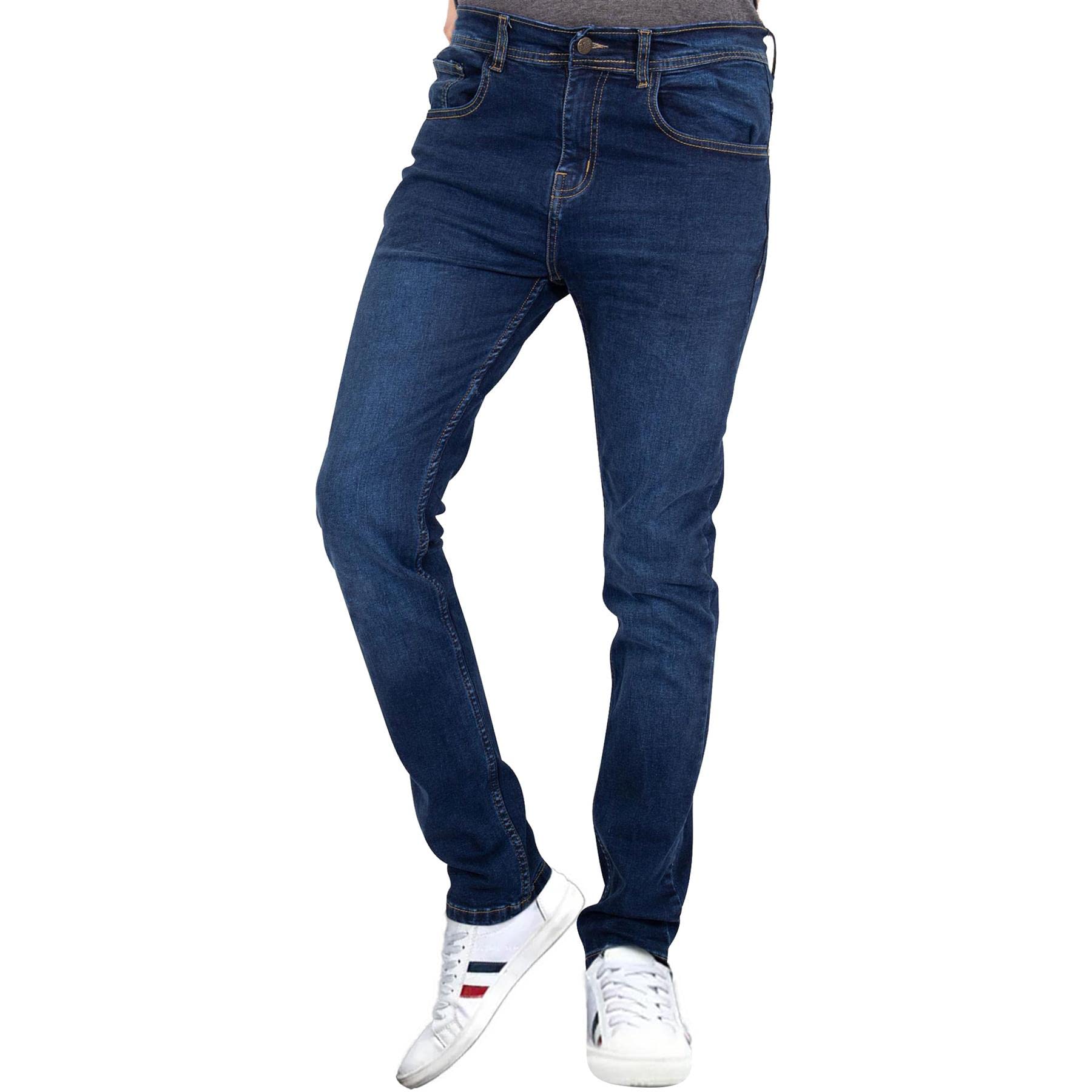 A2Z Mens Denim Jeans Comfy Stretchy Jeggings Skinny Fashion Trouser Gents - Jeans JN52 Dark Blue 34
