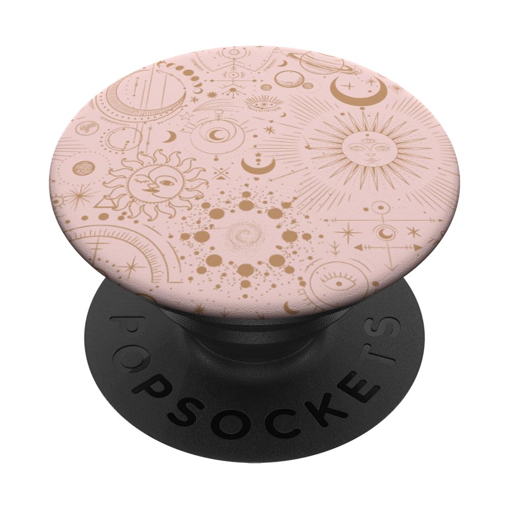 Astrology Space Stars Moon Mystical Pattern Pink PopSockets Standard PopGrip