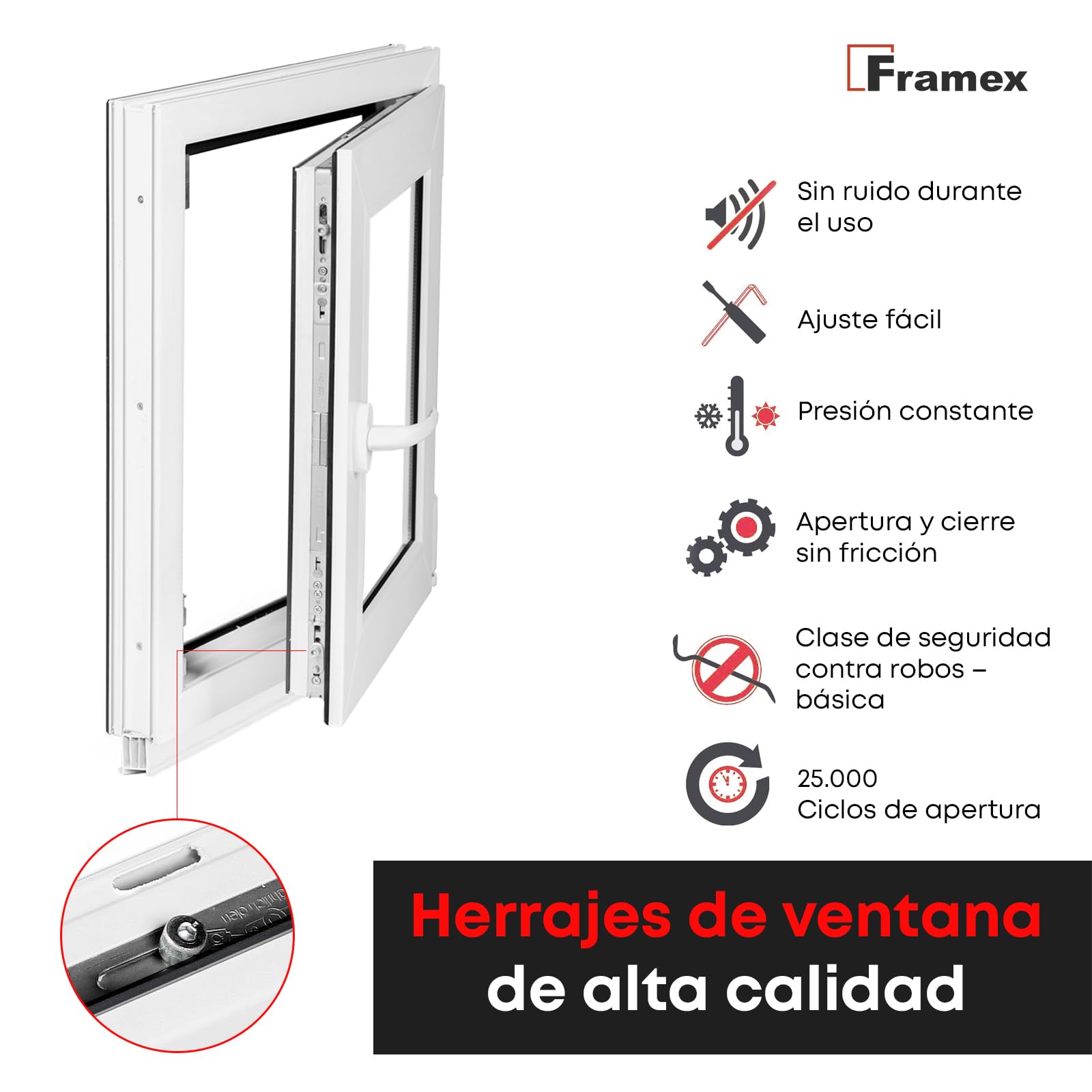 Ventana Para Sótano, de PVC Blanco, 40 x 70 cm (400 x 700 mm) de Ancho x Alto, Doble Acristalamiento, Cristal Transparente (32 mm), Oscilobatiente, DIN Izquierda - Premium