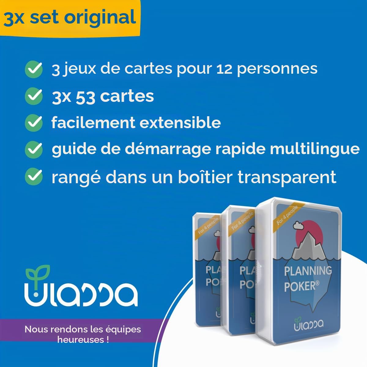 Jeu de Carte de Agile Planning Poker Cards pour 12 Personnes (3 Jeux) - Jeu de Cartes Scrum Poker pour Une estimation Efficace des Efforts en équipe - Version Ulassa