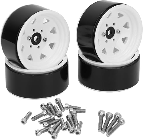 Alomejor Juego de 4 ruedas Beadlock de 1.9 pulgadas para llantas RC 110 RC Crawler con llanta de rueda de 8 radios (blanco)