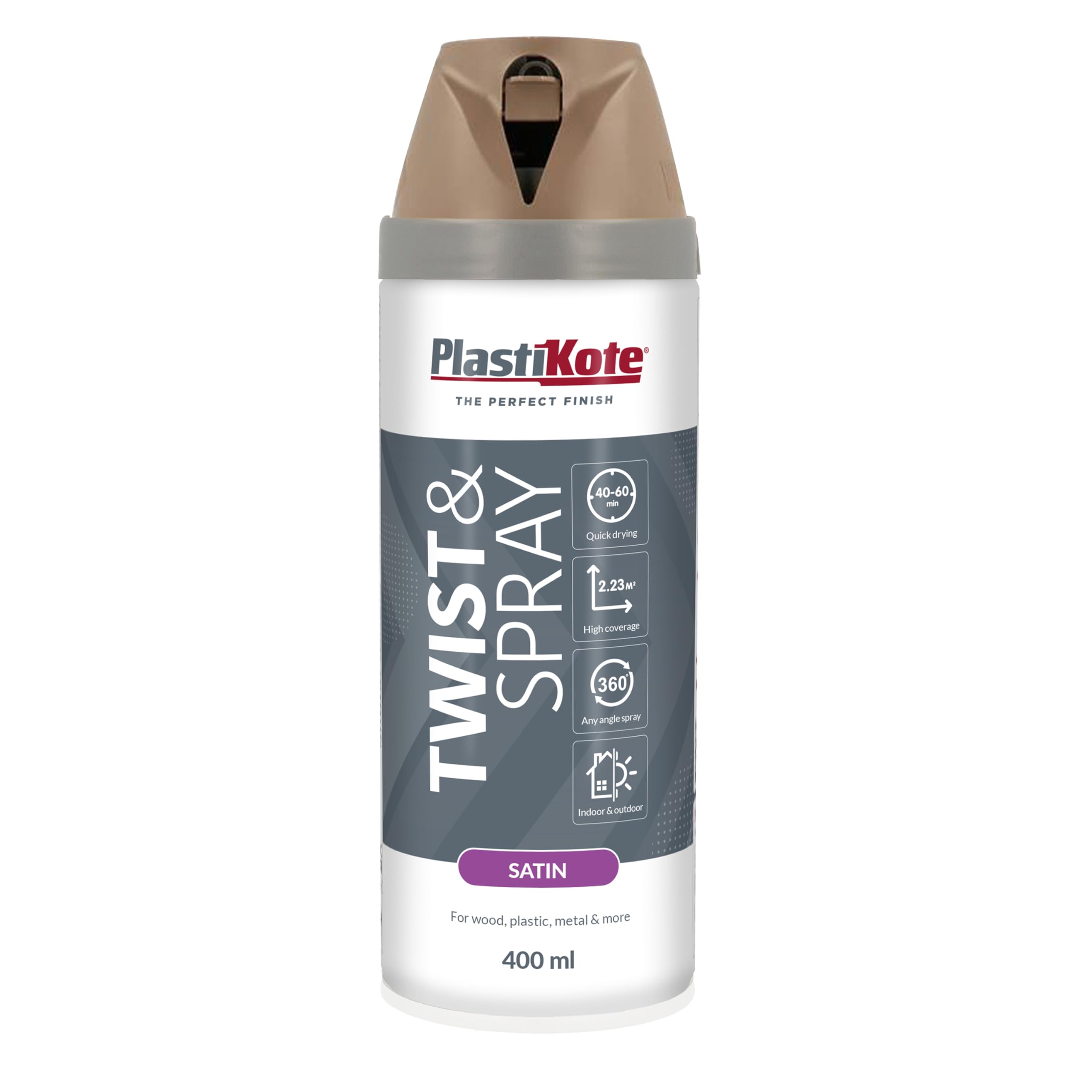 Plastikote Plasti-Kote Pkt22120 Twist & Spray Satin Cappuccino 400Ml