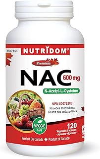 Nutridom NAC 600mg - N-Acetyl-L-Cysteine Supplement - Supports Antioxidant Glutathione Levels, Immune System Support & Liver and Detox Support - Non-GMO, Gluten-free, Vegan-Friendly, Vegetable Capsules (120 Count)