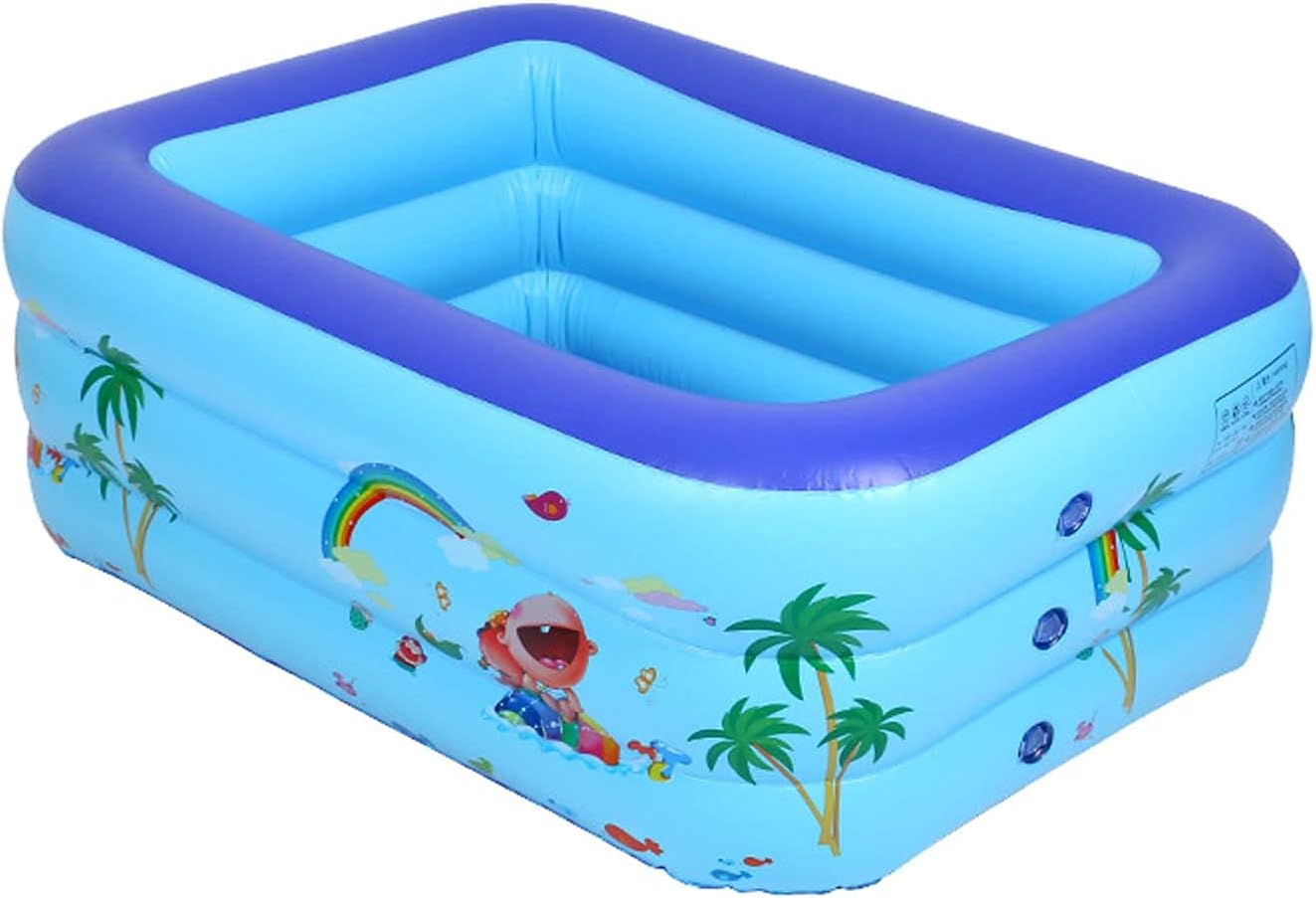 RGRE Piscina Niños 210x145x55cm, Piscina Hinchable Infantil Rectangular, Piscina Inflable Infantil, Piscina Hinchable para Niños para Juegos De Agua Al Aire Libre E Interior