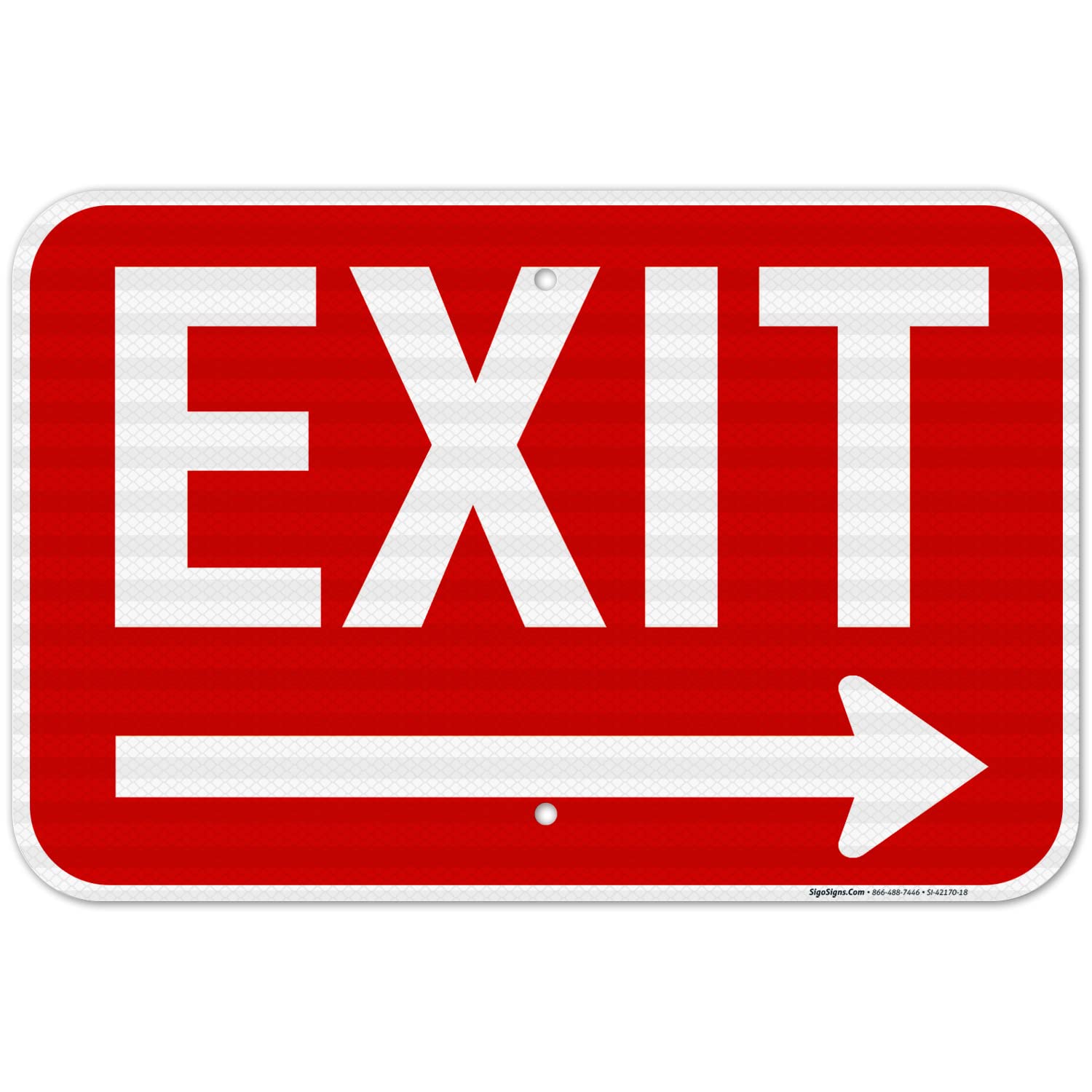 Exit Sign, with Right Arrow 12x18 Inches, 3M EGP Reflective .063 Aluminum, Fade Resistant, Easy Mounting, Indoor/Outdoor Use, Made in USA