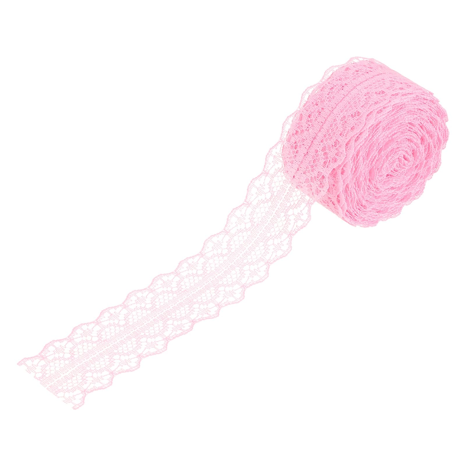 sourcing map 1.2 Inch Wide 10 Yard Lace Ribbon Floral Pattern Light Pink Lace Trim Ribbon for Gift Wrapping Bouquets, Wedding Decor Sewing Making, and DIY Crafts