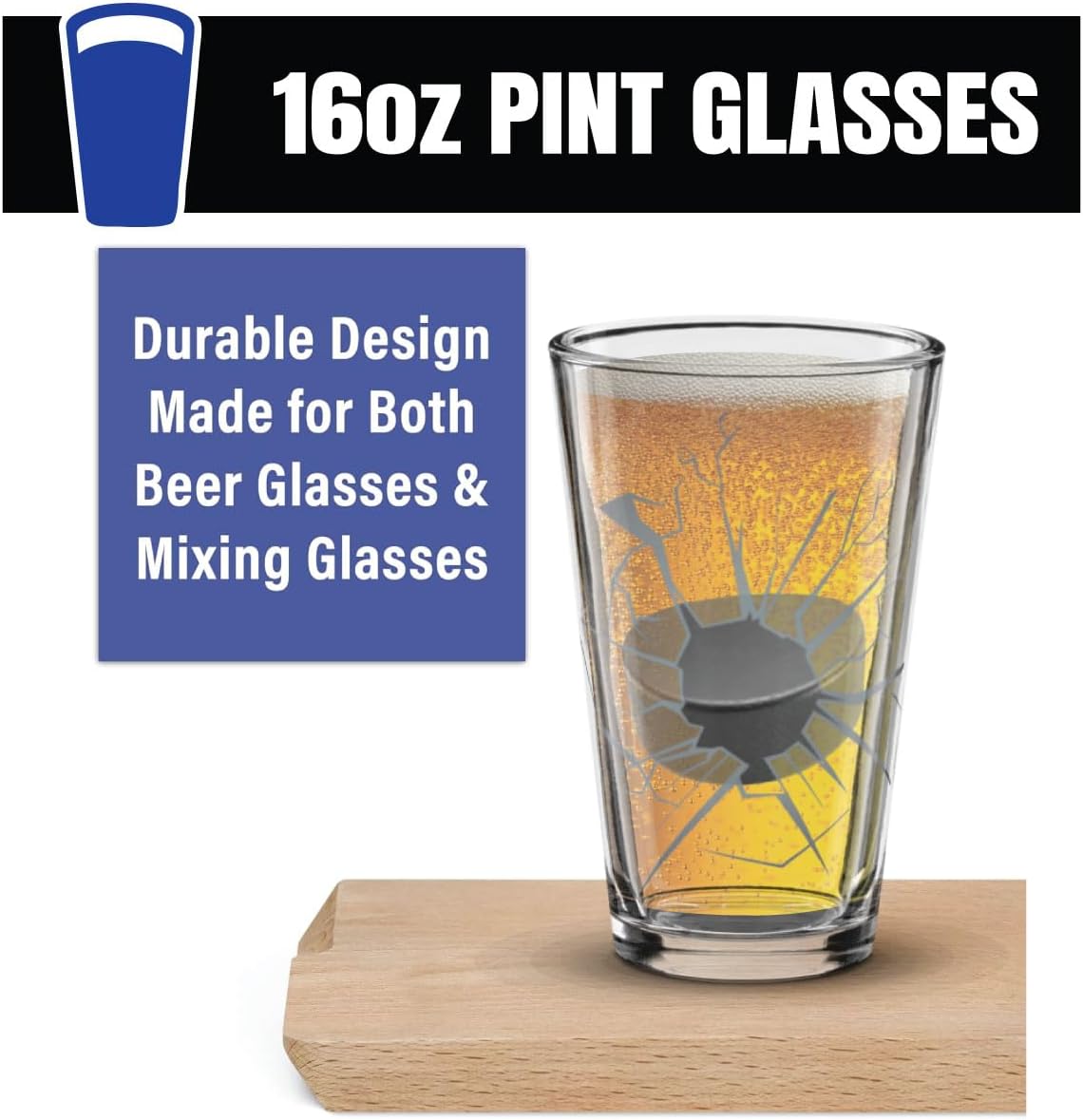 Sports Pint Glass, Smash Through Ball Shatter Effect Beer Glasses (6, Basketball)