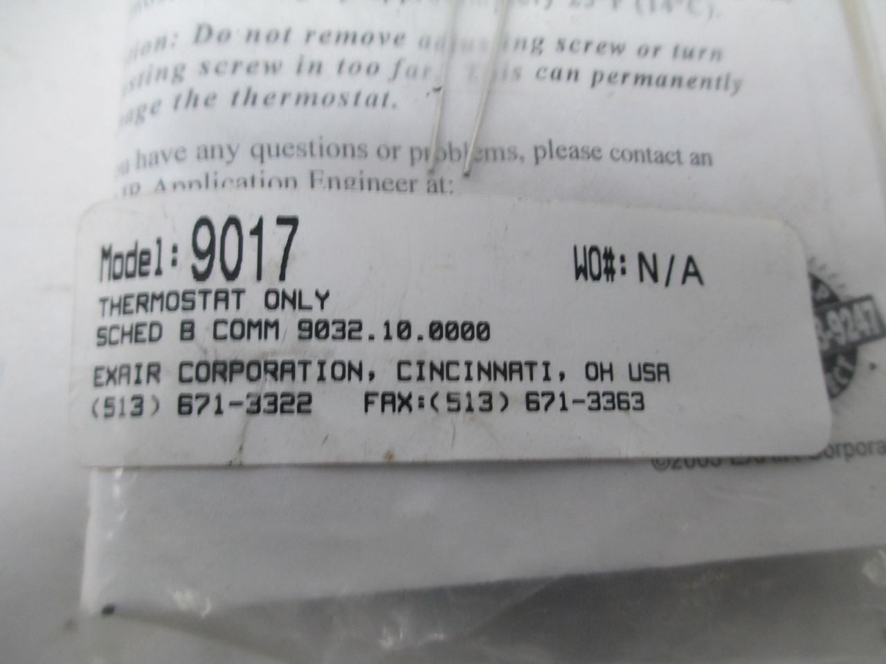 EXAIR 9017 24-240 VAC/DC, 50/60 HZ, Adjustable, CSA Certified, Factory Set at 95 Degree Fahrenheit, Thermostat, UL RECOGNIZED