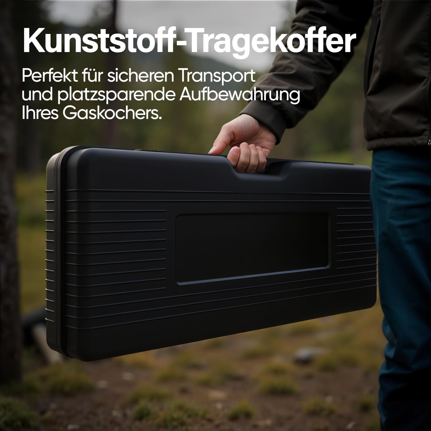 EVOCAMP Gaskocher 2-flammig mit Piezozündung - mit Grillaufsatz 38cm Campingkocher für Gaskartuschen MSF-1a 227g Camping Gaskocher für Campinggaz Camping Herd mit Grillplatte + 4 Gaskartuschen