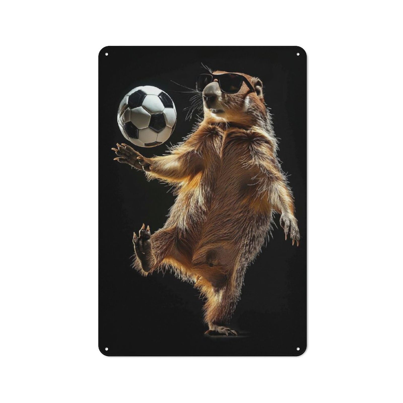 Junmoney Groundhog Soccer Star Smart Metal Desk Wall Sign 30X20cm, Creative Space Decor For Workspace, Cafe, Shop Or Desk Area