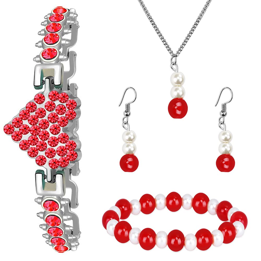 Mikado Red Gloriosa Unique Jewellery Set For Women
