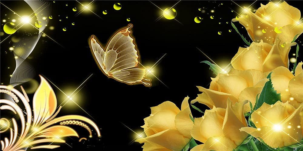 Peinture Diamant 5D DIY Rose Jaune Grand Format Broderie Strass 50x120