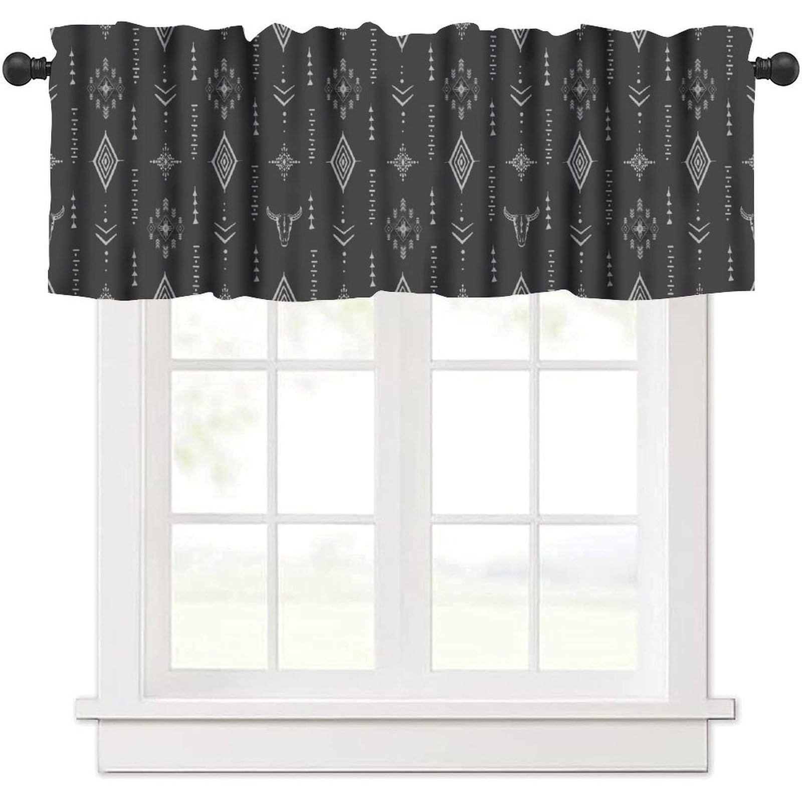 Yoakiet Southwestern Window Valance,Vintage Ethnic Southwestern Aztec Geometric Stripe Bohemian Print Window Treatment Valance Rod Pocket Short Curtain for Kitchen Living Room Cafe 54x18inch