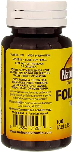 Miniatura 2 de Nature`s Blend - Tabletas de ácido fólico de 1000 mcg, 100 unidades (paquete de 6)