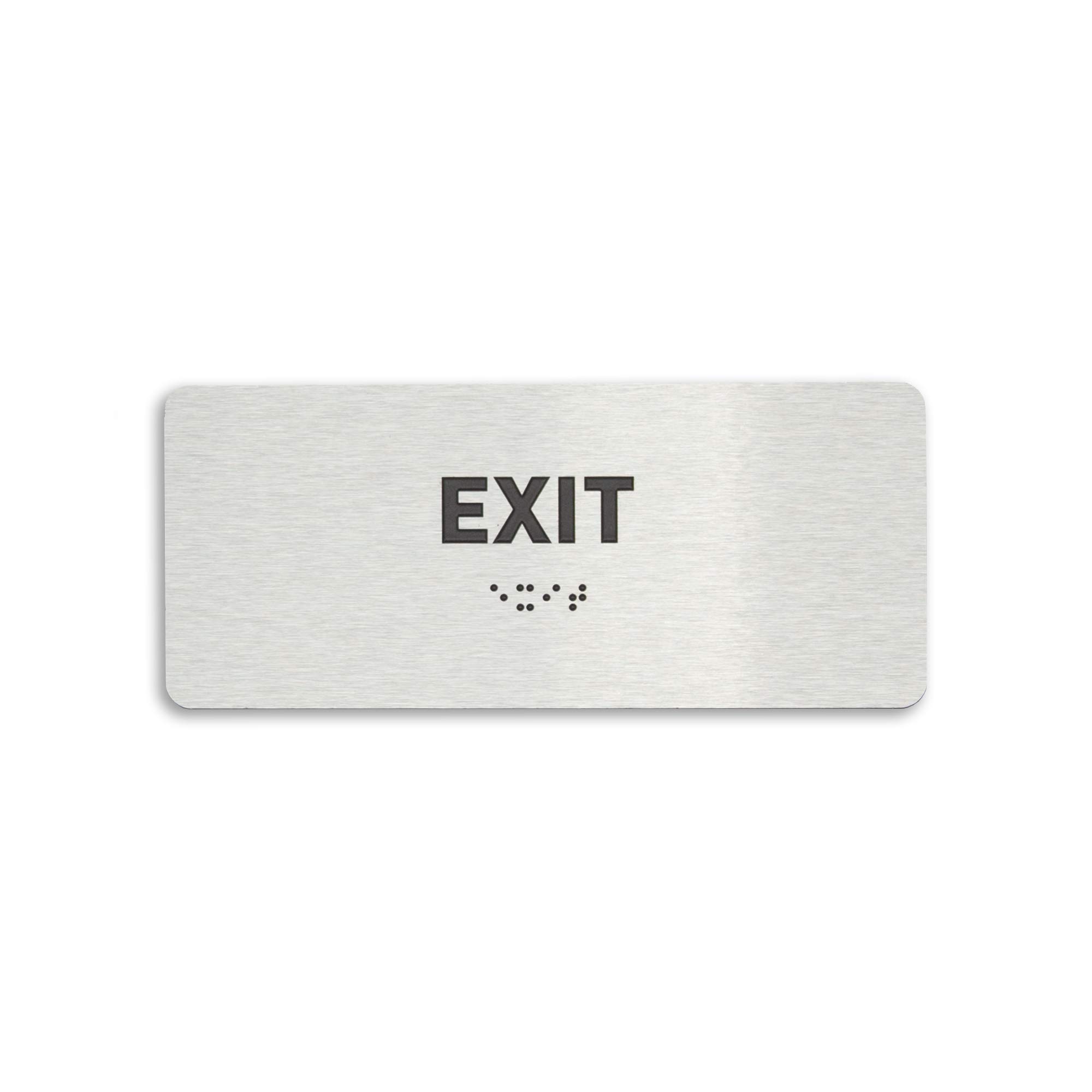 GDS Architectural Signage SolutionsExit Identification Sign - ADA Compliant Sign, Raised Icons, Raised Braille, Brushed Aluminum, TCO Inspection Certified (7"W x 3"H) - by