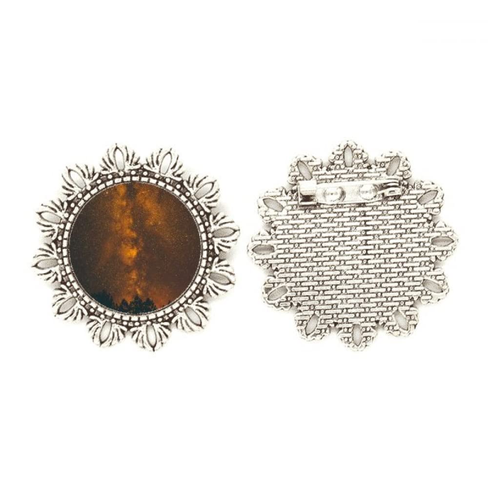 Broche de plata diseño floral vintage naranja oscuro tamaño mediano para mujer 4