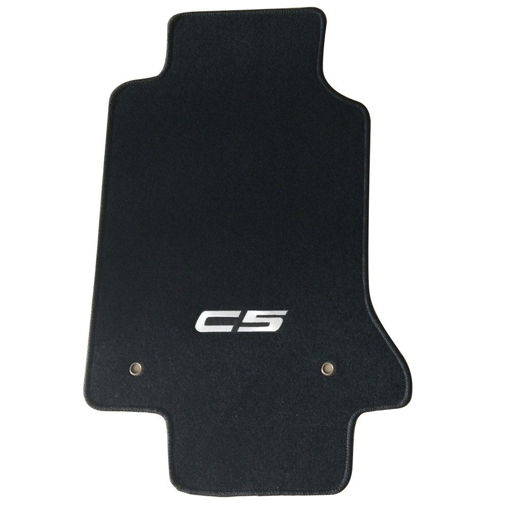 Floor Mat Compatible with 1997-2004 Chevy Corvette, C5 Logo Factory Fitment Nylon Black 2PC Car Floor Carpets Carpet Liner by IKON MOTORSPORTS, 1998 1999 2000 2001 2002 2003
