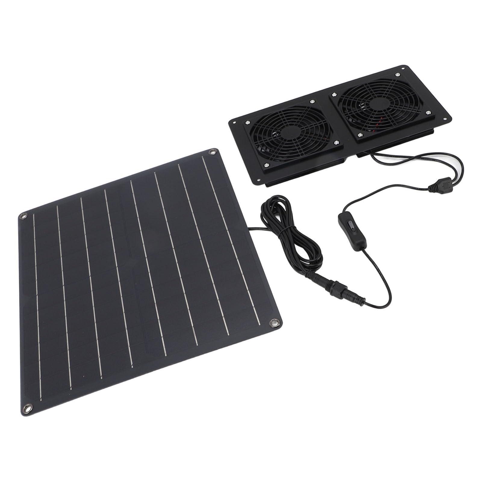 Ventilatore a energia solare 20 W, ventilatore a pannello solare con controllo interruttore per casa animali domestici, serra, pollaio all'aperto
