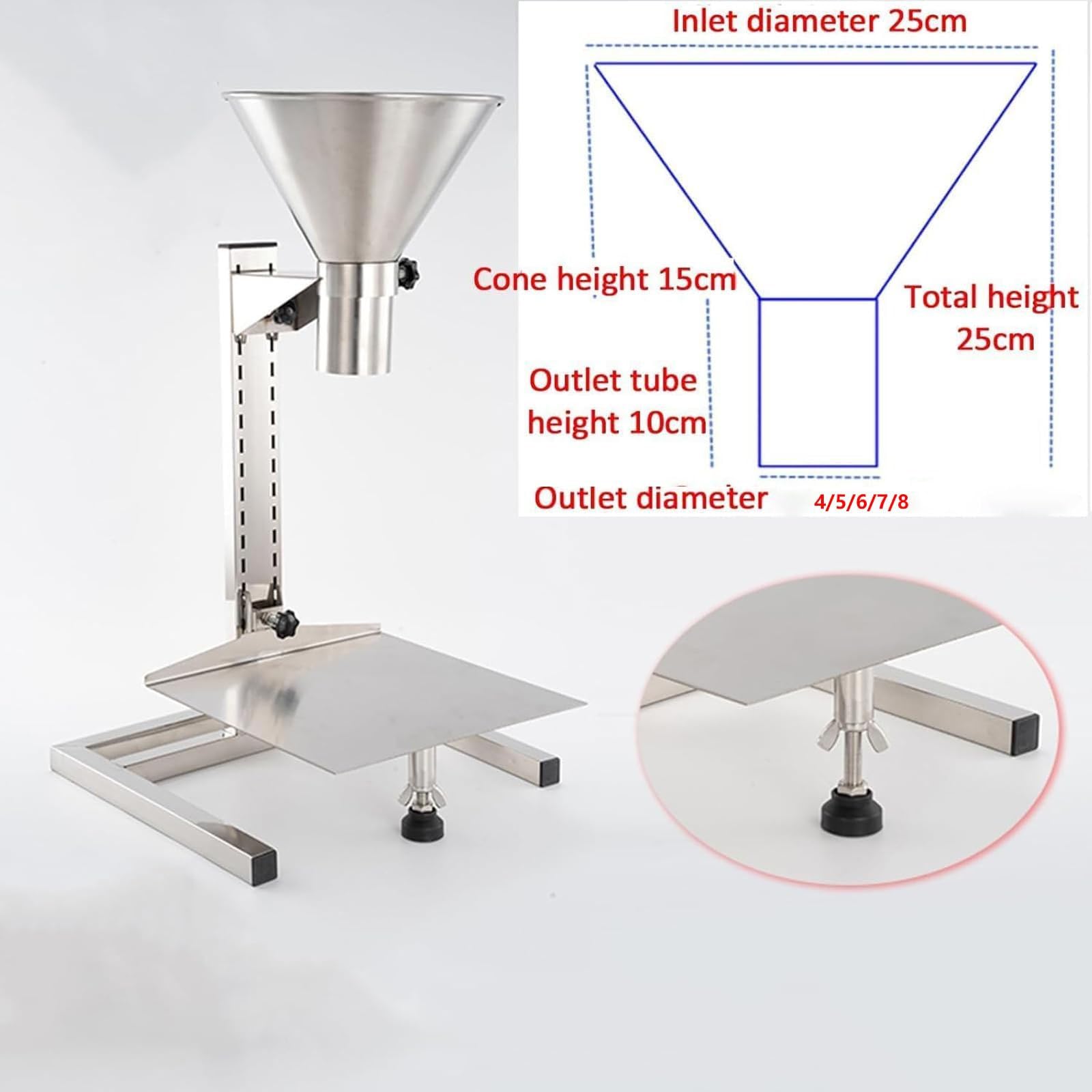 Embudo De Tolva De Alimentación De Acero Inoxidable Con Soporte, Máquina De Llenado Manual De Bolsas Para Sellado Al Vacío, Herramienta De Envasado De Altura Ajustable Para Polvo Líquido
