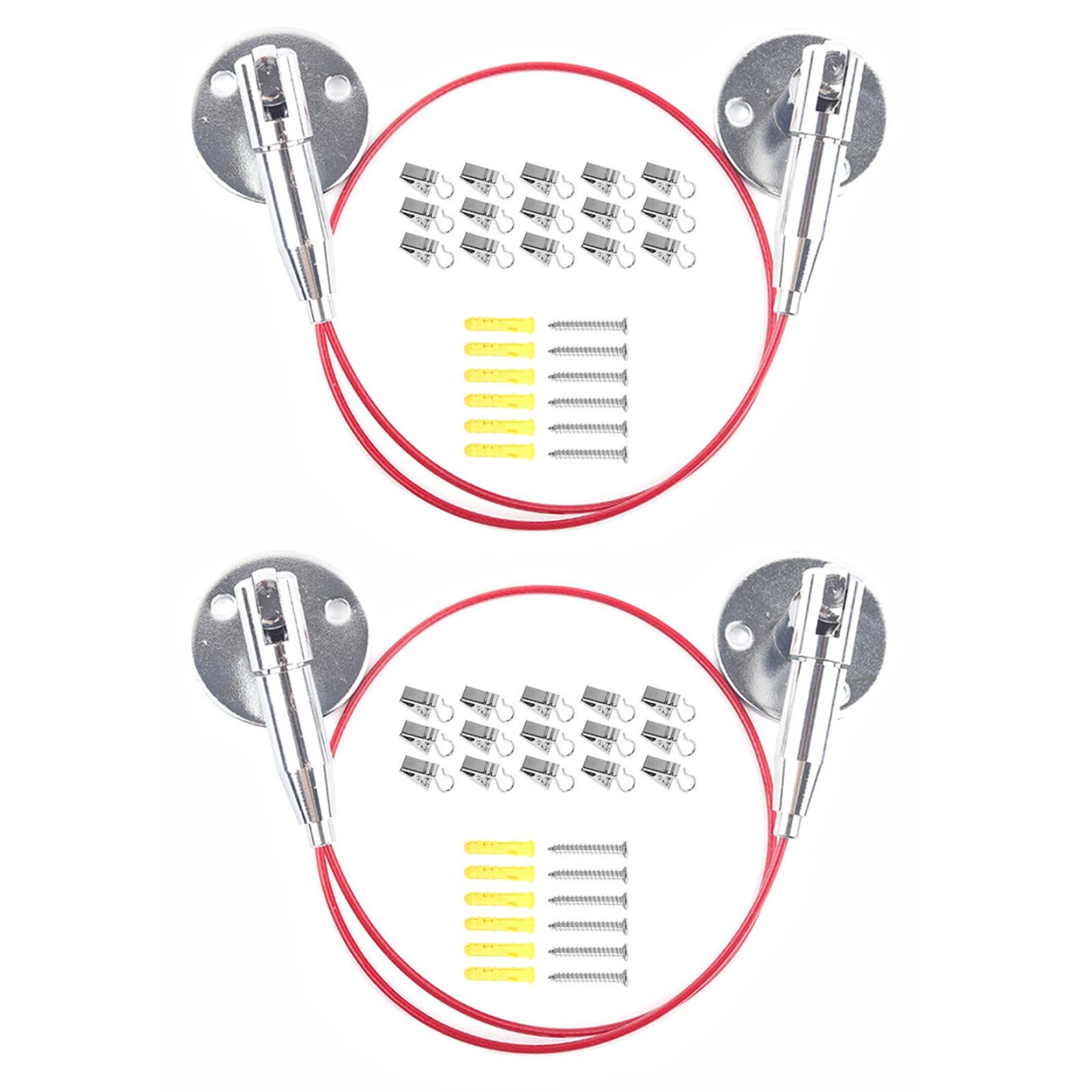 Kit di 2 fili in acciaio per appendere cornici, 2 m | Specchi, opera d'arte Crimping Loop Sleeve per appendere cornici, specchi, arte da parete